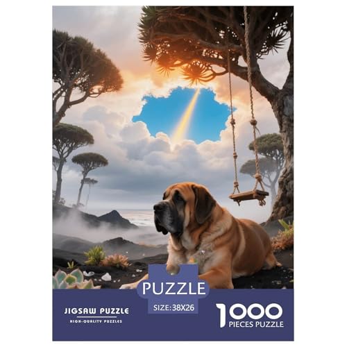 1000 Teile Spanischer Mastiff Puzzle – Für Erwachsene, Familienspaß & Lernspielzeug, Hund Schaukel Puzzle, Wohnkultur, Geschenk Für Erwachsene 38x26cm/1000pcs von EMYXPAQM
