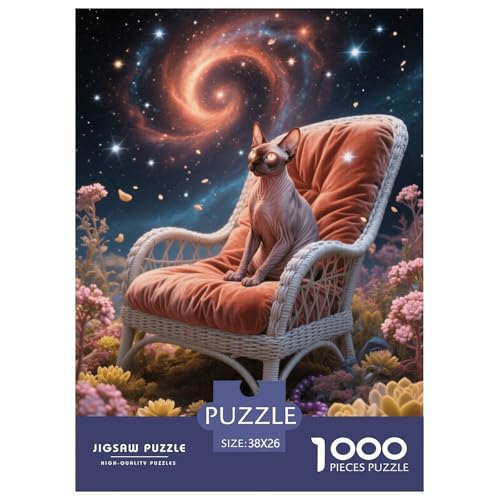 1000 Teile Sphynx Katze Puzzle Für Erwachsene Und Kinder Geschicklichkeitsspiel Sphynx Katze Garten Puzzle Aus Karton Wohndekoration Einzigartiges Geschenk 38x26cm/1000pcs von EMYXPAQM