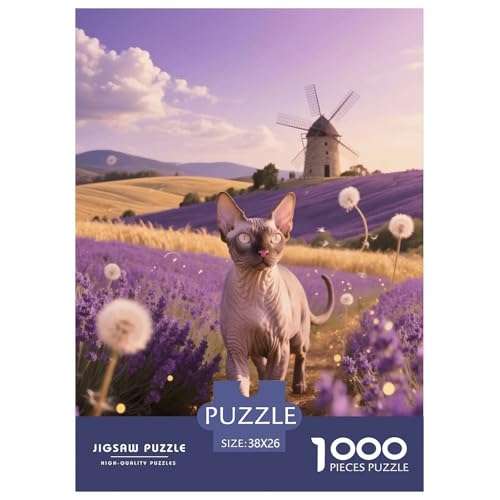 1000 Teile Sphynx Puzzle – Für Erwachsene, Familienspaß & Lernspielzeug, Katze Blumenmeer Puzzle, Wohnkultur, Geschenk Zum Geburtstag 38x26cm/1000pcs von EMYXPAQM