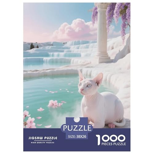 1000 Teile Sphynx Puzzle – Für Erwachsene, Familienspaß & Lernspielzeug, Katze Thermalquelle Puzzle, Wohnkultur, Geschenk Für Kinder 38x26cm/1000pcs von EMYXPAQM