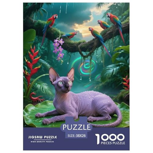 1000 Teile Sphynx Puzzle – Für Erwachsene, Familienspaß & Lernspielzeug, Katze Tropischer Regenwald Puzzles, Dekoration, Einzigartiges Geschenk 38x26cm/1000pcs von EMYXPAQM