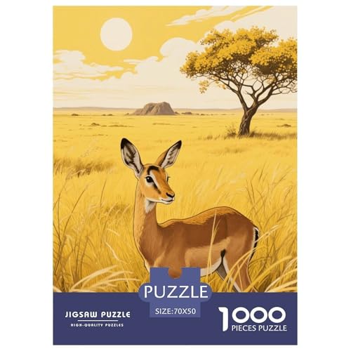 1000 Teile Springbock Puzzle – Für Erwachsene, Familienspaß & Gemeinsames Spiel, Grasland Puzzle, Dekoration, Geschenkideen 70x50cm/1000pcs von EMYXPAQM