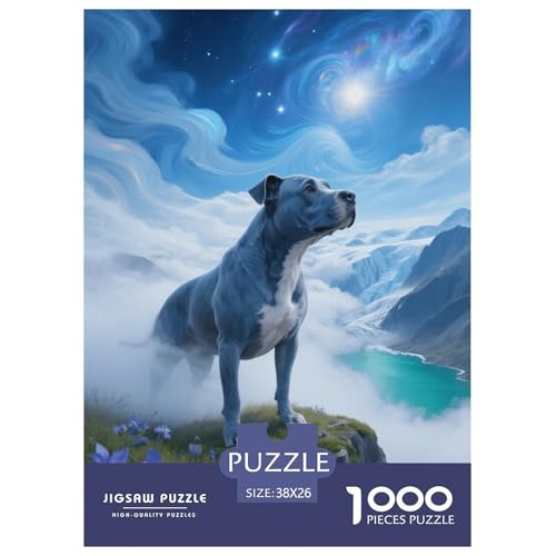 1000 Teile Staffordshire Bullterrier Puzzle – Für Erwachsene, Familienspaß & Lernspielzeug, Hund Berggipfel Puzzle, Wohnkultur, Geschenk Zum Geburtstag 38x26cm/1000pcs von EMYXPAQM