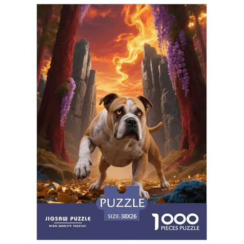 1000 Teile Staffordshire Bullterrier Puzzle – Für Erwachsene, Familienspaß & Lernspielzeug, Hund Flamme Puzzles, Wohnkultur, Geschenk Für Kinder 38x26cm/1000pcs von EMYXPAQM