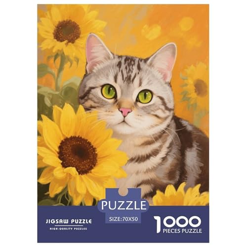 1000 Teile Tabby Katze Puzzle Für Erwachsene Und Kinder Geschicklichkeitsspiel Tabby Chrysantheme Puzzles Aus Karton Wohndekoration Geschenk Für Kinder 70x50cm/1000pcs von EMYXPAQM