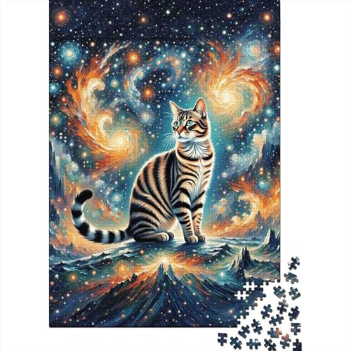 1000 Teile Tabby Katze Puzzle Für Erwachsene Und Kinder Holzpuzzle Familien Spiel Getigerte Katze Nebel Puzzle Wohndekoration Unique Gift 1000pcs (75x50cm) von EMYXPAQM