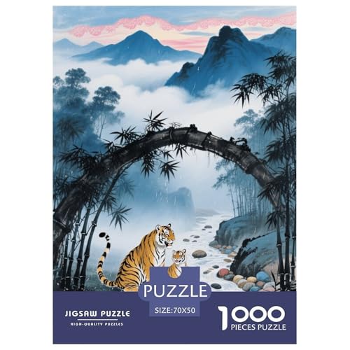 1000 Teile Tiger Puzzle – Für Erwachsene, Herausforderndes Denkspiel, Mutter und Junges Puzzle, DekoRatteion, Geschenkideen 70x50cm/1000pcs von EMYXPAQM