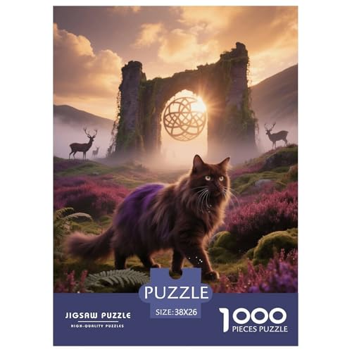 1000 Teile Türkisch Angora Puzzle – Für Erwachsene, Familienspaß & Lernspielzeug, Katze Altes Schloss Puzzle, Dekoration, Geschenk Für Erwachsene 38x26cm/1000pcs von EMYXPAQM