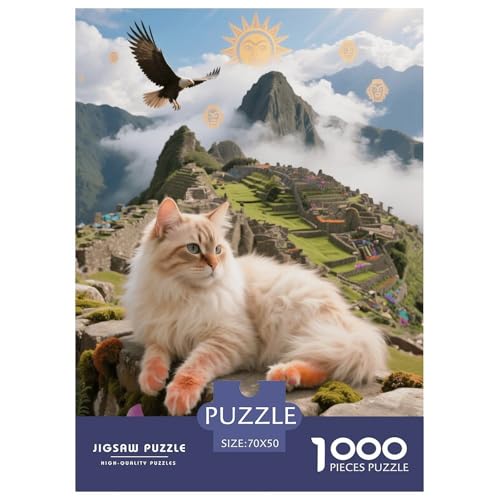 1000 Teile Türkisch Angora Puzzle – Für Erwachsene, Familienspaß & Lernspielzeug, Katze Reisterrasse Puzzles, Dekoration, Geschenkideen 70x50cm/1000pcs von EMYXPAQM