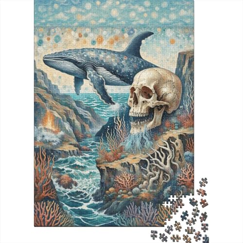 1000 Teile Wal Puzzle Für Erwachsene Und Kinder Holzpuzzle Puzzlespiel Kreativspiel Wal-Schädel Koralle Puzzles Wohndekoration Einzigartiges Geschenk 1000pcs (75x50cm) von EMYXPAQM