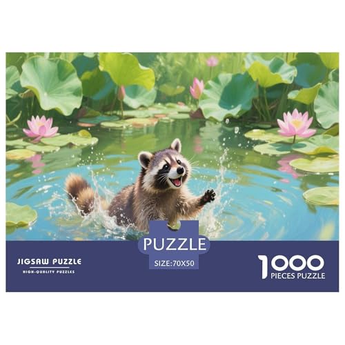 1000 Teile Waschbär Puzzle Für Erwachsene Und Kinder Familien Spiel Puzzles Aus Karton Wohndekoration Geschenk Für Erwachsene 70x50cm/1000pcs von EMYXPAQM