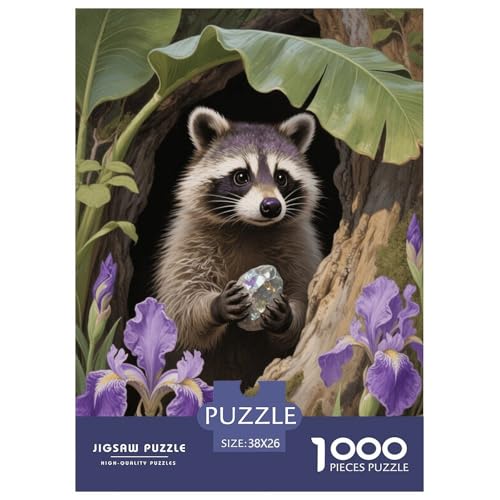 1000 Teile Waschbär Puzzle Für Jugendliche Und Erwachsene Entspannung Spiel Waschbär Baumhöhle Puzzles Aus Karton Wohndekoration Geschenkideen 38x26cm/1000pcs von EMYXPAQM