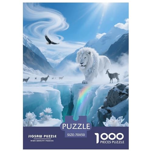 1000 Teile Weißer Löwe Puzzle – Für Erwachsene, Herausforderndes Denkspiel, Gletscher Puzzle, DekoRatteion, Geschenk Für Kinder 70x50cm/1000pcs von EMYXPAQM