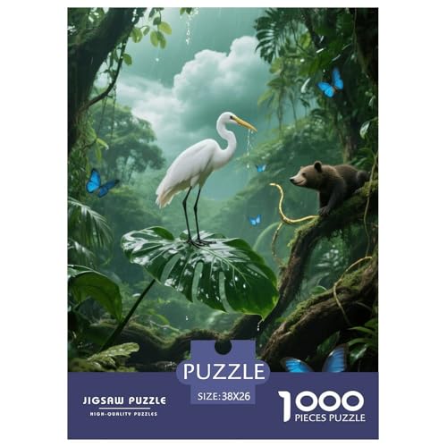1000 Teile Weißer Storch Puzzle – Für Erwachsene, Anspruchsvolles Spiel, RainWald Puzzles, Wohnkultur, Geschenkideen 38x26cm/1000pcs von EMYXPAQM