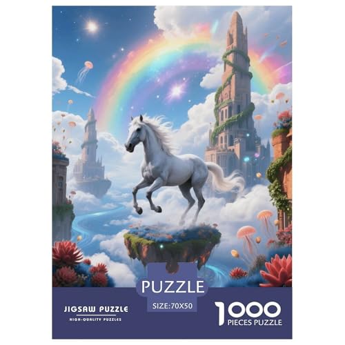 1000 Teile Weißes Pferd Puzzle – Für Erwachsene, Familienfreundlicher Denkspaß, Schwebende Burg Puzzles, Dekoration, Geschenk Zum Geburtstag 70x50cm/1000pcs 1000 Teile Weißes Pferd Puzzle – Für Erwachsene, Familienfreundlicher Denkspaß, Schwebende Burg Puzzles, Dekoration, Geschenk Zum Geburtstag 70x50cm/1000pcs von EMYXPAQM
