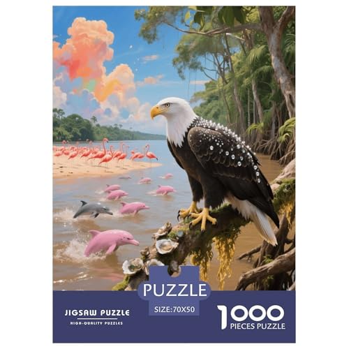 1000 Teile Weißkopfseeadler Puzzle – Für Erwachsene, Anspruchsvolles Spiel, Delfin und Flamingo Puzzle, Wohnkultur, Geschenk Für Erwachsene 70x50cm/1000pcs 1000 Teile Weißkopfseeadler Puzzle – Für Erwachsene, Anspruchsvolles Spiel, Delfin und Flamingo Puzzle, Wohnkultur, Geschenk Für Erwachsene 70x50cm/1000pcs von EMYXPAQM