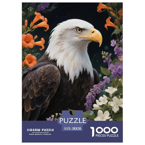 1000 Teile Weißkopfseeadler Puzzle Für Erwachsene Und Kinder Geschicklichkeitsspiel Weißkopfseeadler Üppige Blumen Puzzles Aus Karton Wohndekoration Einzigartiges Geschenk 38x26cm/1000pcs von EMYXPAQM