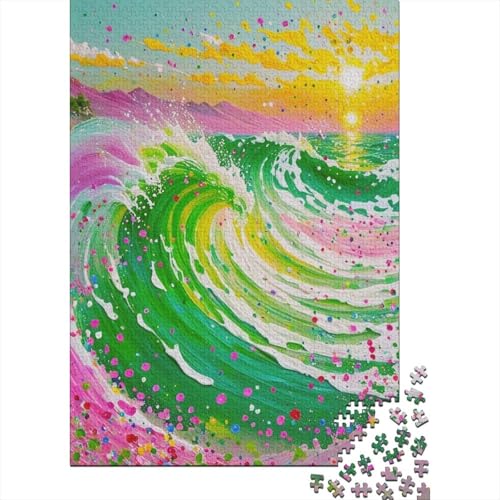 1000 Teile Wellen Puzzle Für Erwachsene Und Kinder Holzpuzzle Familien Spiel Sonnenuntergang Wellen Puzzle Wohndekoration Geschenk Für Kinder 1000pcs (75x50cm) von EMYXPAQM