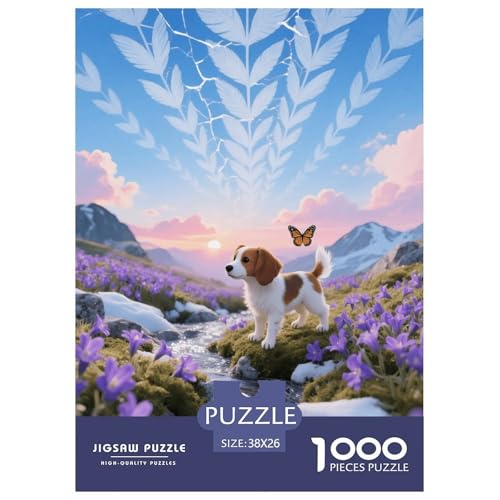 1000 Teile Welpe Puzzle – Für Erwachsene, Familienspaß & Lernspielzeug, Hund Blumenmeer Puzzles, Dekoration, Geschenk Für Kinder 38x26cm/1000pcs von EMYXPAQM