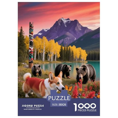 1000 Teile Welsh Corgi Puzzle – Für Erwachsene, Familienspaß & Lernspielzeug, Hund Braunbär Puzzles, Wohnkultur, Geschenk Für Kinder 38x26cm/1000pcs von EMYXPAQM