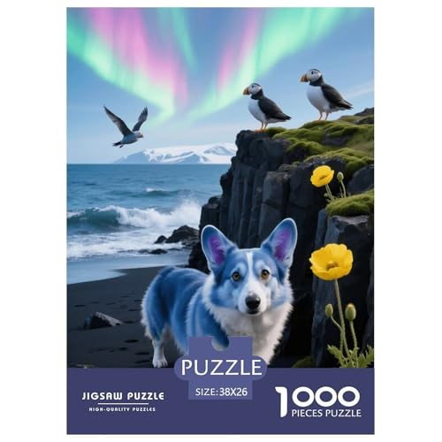 1000 Teile Welsh Corgi Puzzle – Für Erwachsene, Familienspaß & Lernspielzeug, Hund Schwarzer Strand Puzzle, Wohnkultur, Geschenkideen 38x26cm/1000pcs von EMYXPAQM