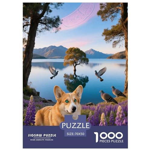 1000 Teile Welsh Corgi Puzzle – Für Erwachsene, Familienspaß & Lernspielzeug, Hund See Puzzle, Wohnkultur, Geschenkideen 70x50cm/1000pcs von EMYXPAQM