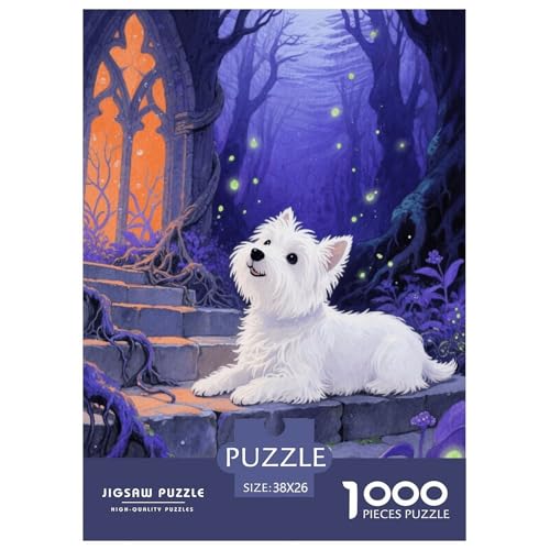 1000 Teile West Highland White Terrier Puzzle – Für Erwachsene, Familienspaß & Lernspielzeug, Hund Kirche Puzzles, Dekoration, Geschenkideen 38x26cm/1000pcs von EMYXPAQM