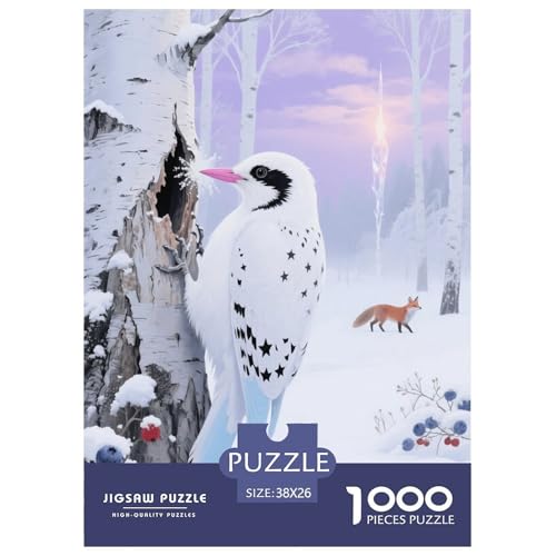1000 Teile White Buntspecht Puzzle – Für Erwachsene, Anspruchsvolles Spiel, Schneefeld Puzzles, Wohnkultur, Einzigartiges Geschenk 38x26cm/1000pcs von EMYXPAQM