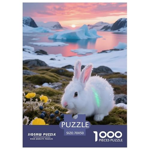 1000 Teile White Feldhase Puzzle – Für Erwachsene, Anspruchsvolles Spiel, Gletscher Puzzles, DekoRatteion, Geschenk Für Erwachsene 70x50cm/1000pcs von EMYXPAQM