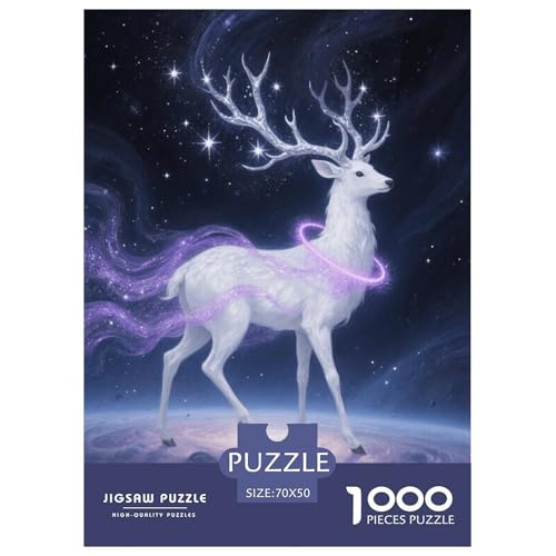 1000 Teile White Hirsch Puzzle Für Erwachsene Und Kinder Geschicklichkeitsspiel Weißer Hirsch Tiefes Universum Puzzle Aus Karton Wohndekoration Einzigartiges Geschenk 70x50cm/1000pcs von EMYXPAQM
