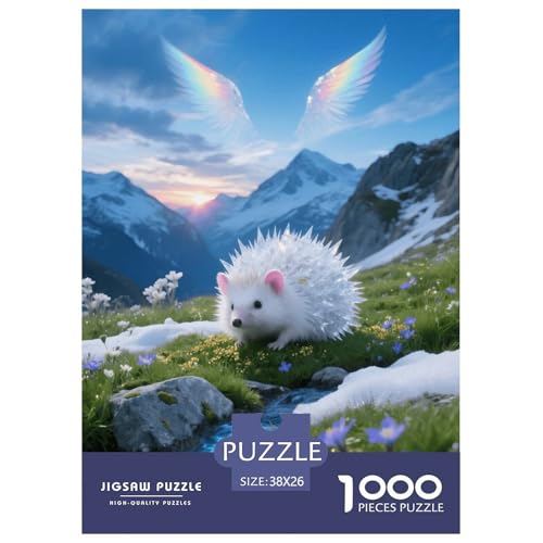 1000 Teile White Igel Puzzle – Für Erwachsene, Herausforderndes Denkspiel, Wiese Puzzle, DekoRatteion, Geschenk Zum Geburtstag 38x26cm/1000pcs von EMYXPAQM