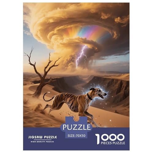 1000 Teile Windhund Puzzle – Für Erwachsene, Familienspaß & Lernspielzeug, Hund Tornado Puzzle, Dekoration, Geschenk Zum Geburtstag 70x50cm/1000pcs von EMYXPAQM