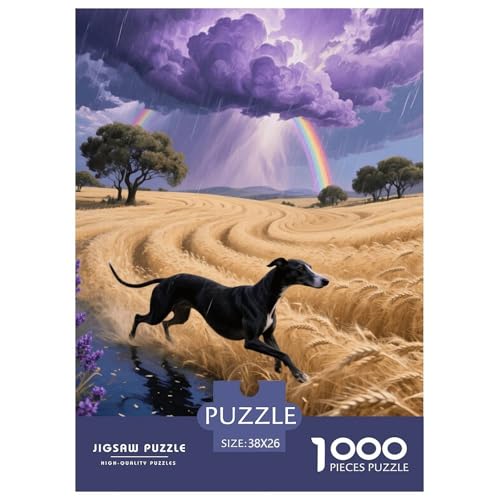 1000 Teile Windhund Puzzle – Für Erwachsene, Familienspaß & Lernspielzeug, Hund Weizenfeld Puzzles, Wohnkultur, Geschenk Für Kinder 38x26cm/1000pcs von EMYXPAQM