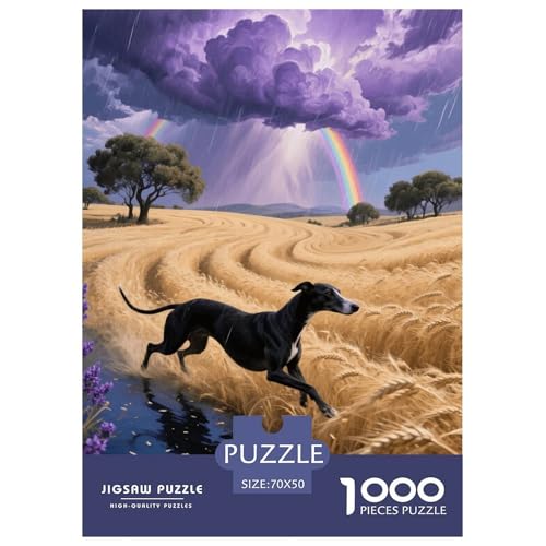 1000 Teile Windhund Puzzle – Für Erwachsene, Familienspaß & Lernspielzeug, Hund Weizenfeld Puzzles, Wohnkultur, Geschenk Zum Geburtstag 70x50cm/1000pcs von EMYXPAQM