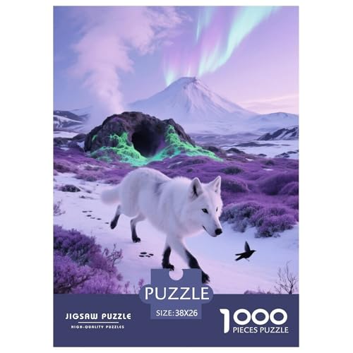 1000 Teile Wolf Puzzle – Für Erwachsene, Anspruchsvolles Spiel, Vulkan Aurora Puzzles, Wohnkultur, Einzigartiges Geschenk 38x26cm/1000pcs von EMYXPAQM