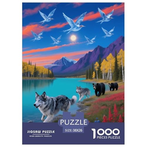 1000 Teile Wolf Puzzle – Für Erwachsene, Familienspaß & Lernspielzeug, Braunbär See Puzzle, Wohnkultur, Einzigartiges Geschenk 38x26cm/1000pcs von EMYXPAQM