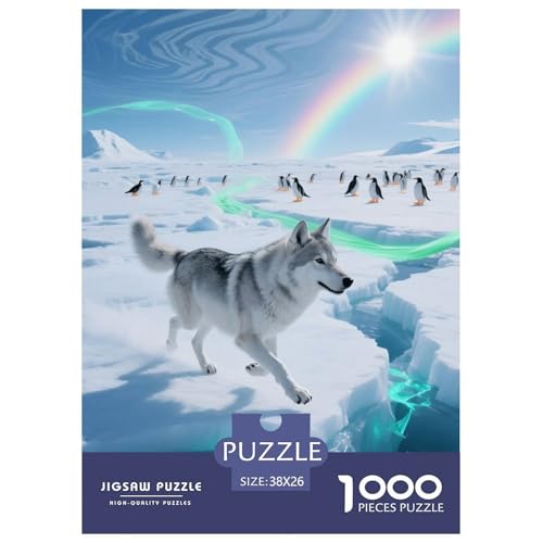 1000 Teile Wolf Puzzle – Für Erwachsene, Herausforderndes Denkspiel, Pinguin Puzzle, DekoRatteion, Geschenkideen 38x26cm/1000pcs von EMYXPAQM