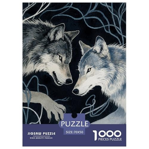 1000 Teile Wolf Puzzle Für Erwachsene Und Kinder Geschicklichkeitsspiel Konfrontierende Wölfe Puzzle Aus Karton Wohndekoration Geschenk Für Kinder 70x50cm/1000pcs von EMYXPAQM