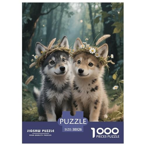 1000 Teile Wolfswelpen Puzzle Für Erwachsene Und Kinder Geschicklichkeitsspiel Zwei Wolfsjunge Puzzles Aus Karton Wohndekoration Einzigartiges Geschenk 38x26cm/1000pcs von EMYXPAQM