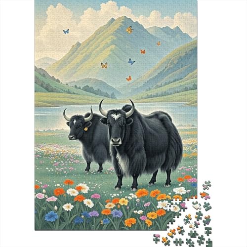 1000 Teile Yak Puzzle Für Erwachsene Und Kinder Holzpuzzle Puzzlespiel Kreativspiel Yak Berge Blumen Puzzles Wohndekoration Geschenkideen 1000pcs (75x50cm) von EMYXPAQM