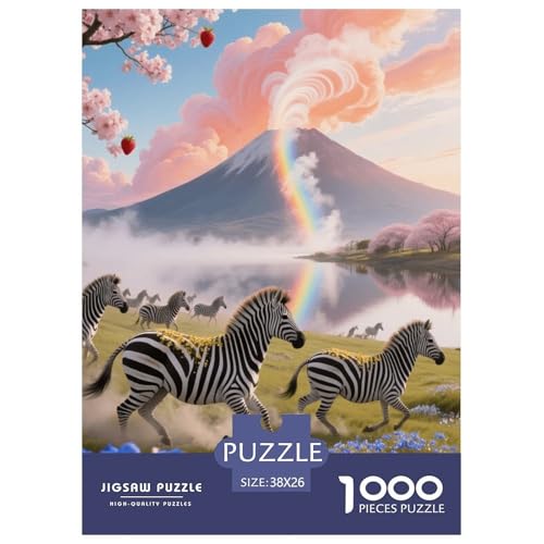 1000 Teile Zebra Puzzle – Für Erwachsene, Anspruchsvolles Spiel, Kirschblüte Grasland Puzzles, DekoRatteion, Geschenk Zum Geburtstag 38x26cm/1000pcs von EMYXPAQM