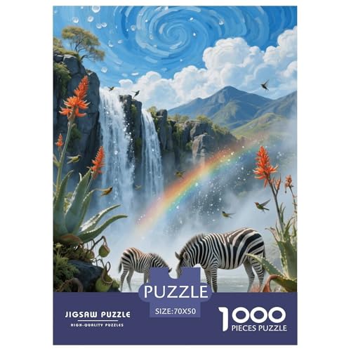 1000 Teile Zebra Puzzle – Für Erwachsene, Anspruchsvolles Spiel, Wasserfall Puzzles, Wohnkultur, Geschenk Für Erwachsene 70x50cm/1000pcs von EMYXPAQM