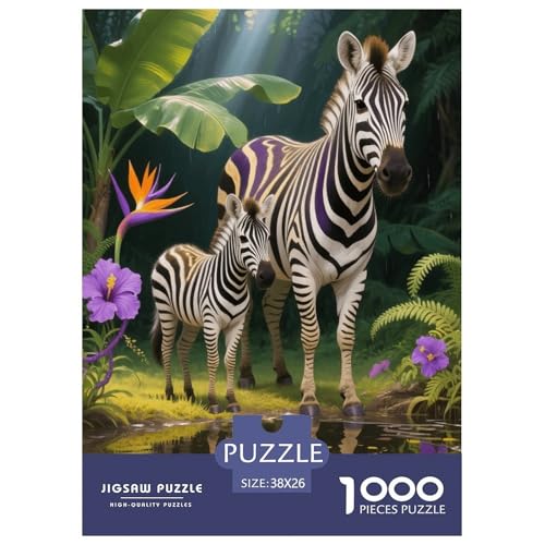 1000 Teile Zebra Puzzle – Für Erwachsene, Herausforderndes Knobelspiel, Regenwald Wasserloch Puzzles, Dekoration, Geschenk Für Kinder 38x26cm/1000pcs 1000 Teile Zebra Puzzle – Für Erwachsene, Herausforderndes Knobelspiel, Regenwald Wasserloch Puzzles, Dekoration, Geschenk Für Kinder 38x26cm/1000pcs von EMYXPAQM