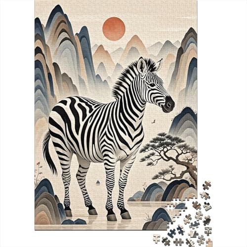 1000 Teile Zebra Puzzle Für Erwachsene Und Kinder Holzpuzzle Familien Spiel Zebra Chinesische Landschaft Puzzles Wohndekoration Geschenk Zu Weihnachten 1000pcs (75x50cm) von EMYXPAQM