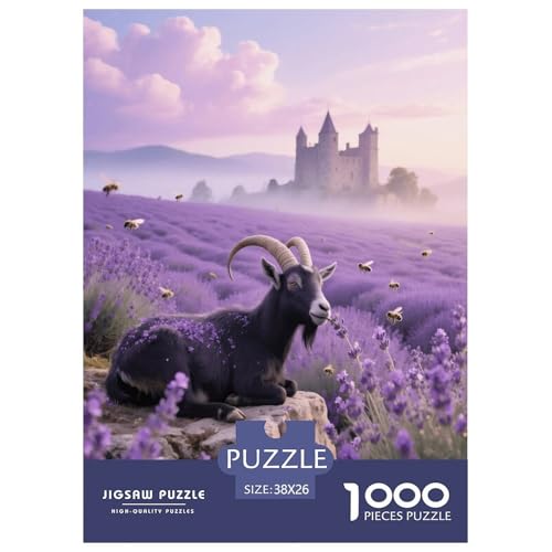 1000 Teile Ziege Puzzle – Für Erwachsene, Herausforderndes Denkspiel, Lavendel Puzzle, DekoRatteion, Geschenk Für Kinder 38x26cm/1000pcs von EMYXPAQM