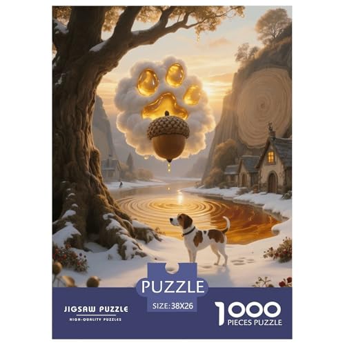1000 Teile Zwergpinscher Puzzle – Für Erwachsene, Familienspaß & Lernspielzeug, Hund Schneefeld Puzzle, Wohnkultur, Geschenkideen 38x26cm/1000pcs von EMYXPAQM