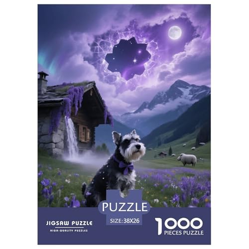 1000 Teile Zwergschnauzer Puzzle – Für Erwachsene, Familienspaß & Lernspielzeug, Hund Alpiner Nebel Puzzles, Wohnkultur, Geschenkideen 38x26cm/1000pcs von EMYXPAQM