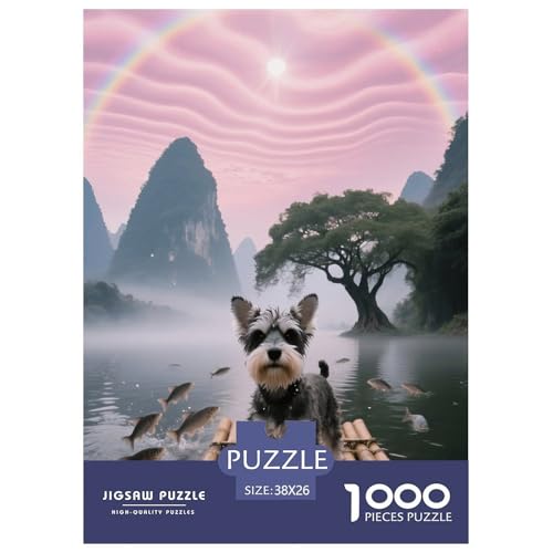 1000 Teile Zwergschnauzer Puzzle – Für Erwachsene, Familienspaß & Lernspielzeug, Hund Berg und Wasser Puzzle, Wohnkultur, Geschenk Für Erwachsene 38x26cm/1000pcs von EMYXPAQM