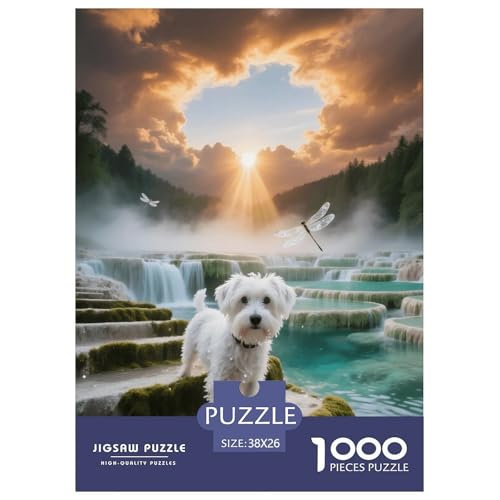 1000 Teile Zwergschnauzer Puzzle – Für Erwachsene, Familienspaß & Lernspielzeug, Hund Pool Wasserfall Puzzle, Wohnkultur, Geschenk Für Kinder 38x26cm/1000pcs von EMYXPAQM