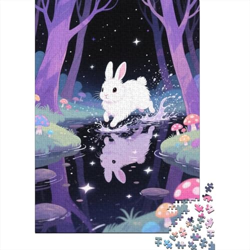Angora Kaninchen Puzzle 1000 Teile Angorakaninchen lila Wald, Für Kinder Klassische Holzpuzzles Herausforderung Unique Gift 1000pcs (75x50cm) von EMYXPAQM